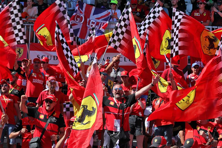 Hundreds of Ferrari flags